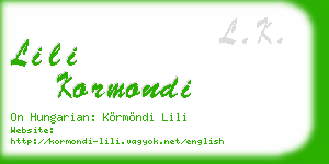 lili kormondi business card