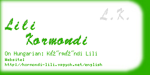 lili kormondi business card